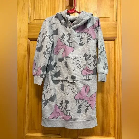 Disney Minnie Mouse size 6x gray and pink hooded dress - Picture 1 of 9